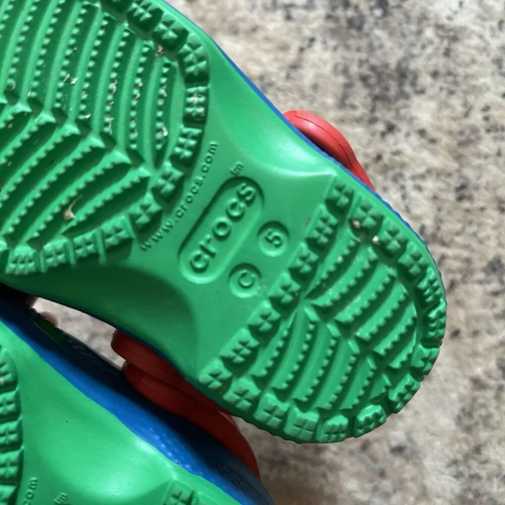 CROCS x PJ Masks Unisex Youth Size 5 C Blue/Green W/straps On Back